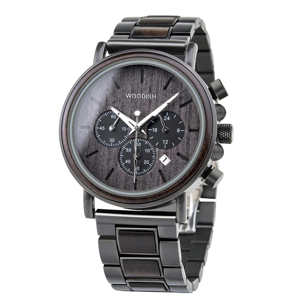 Luxury Wooden Stainless Steel Men s Watch Q26 1 Woodish