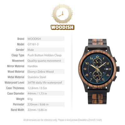 Stylish Men's Ebony & Zebra Wood Wooden Watch GT161-3 Men's watch Bobo Bird 