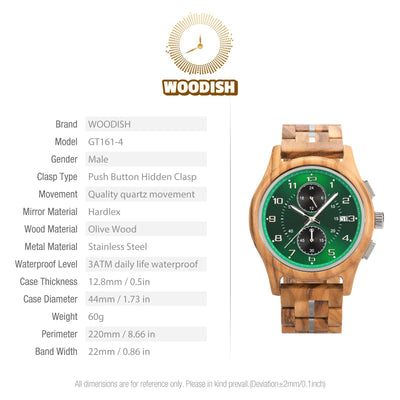 Stylish Men's Olive Wood Wooden Watch GT161-4 Men's watch Bobo Bird 